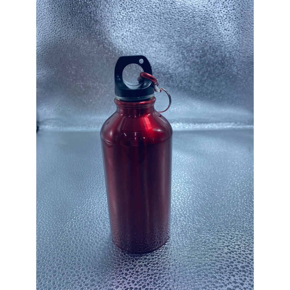 Red Metallic Aluminum Water Bottle with Carabiner Clip Lightweight Reusable 20oz